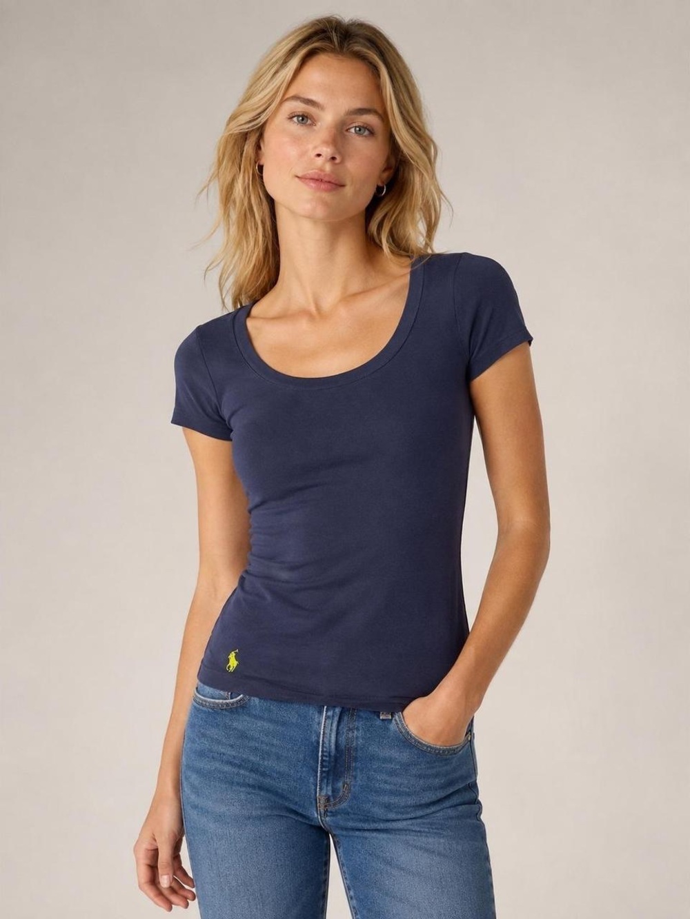 Ralph Lauren Short Sleeve Navy Scoop Neck Tee